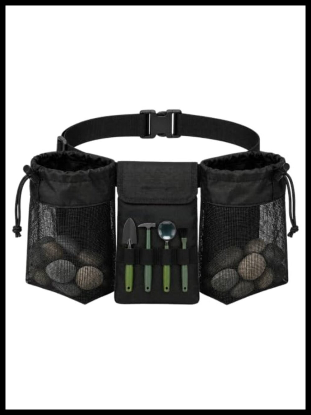 Rock Collecting Waist Bag Foraging Pack with Mesh Pouches Tool Belt